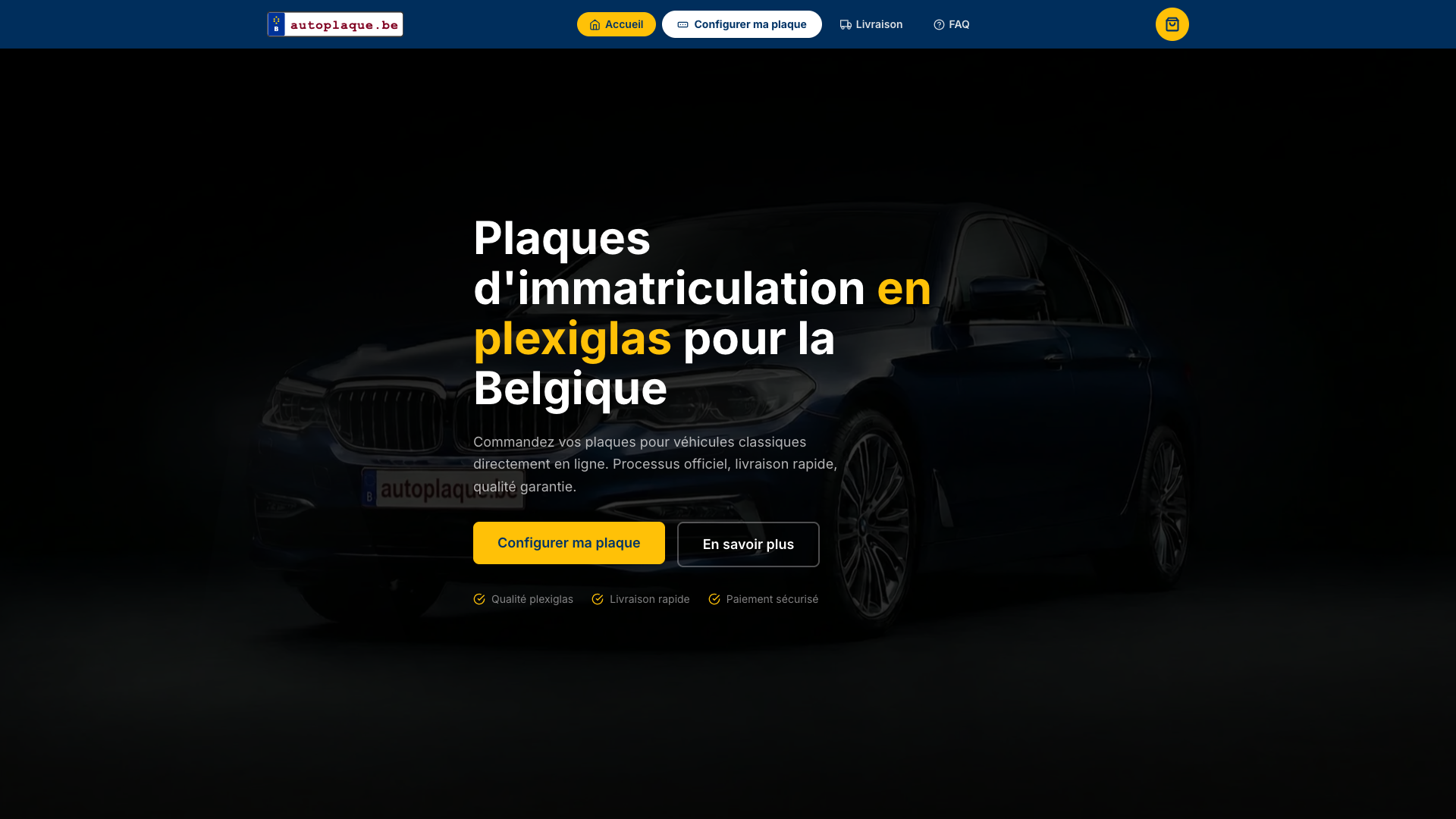 AutoPlaque - e-commerce de plaques d'immatriculation en plexiglas en Belgique