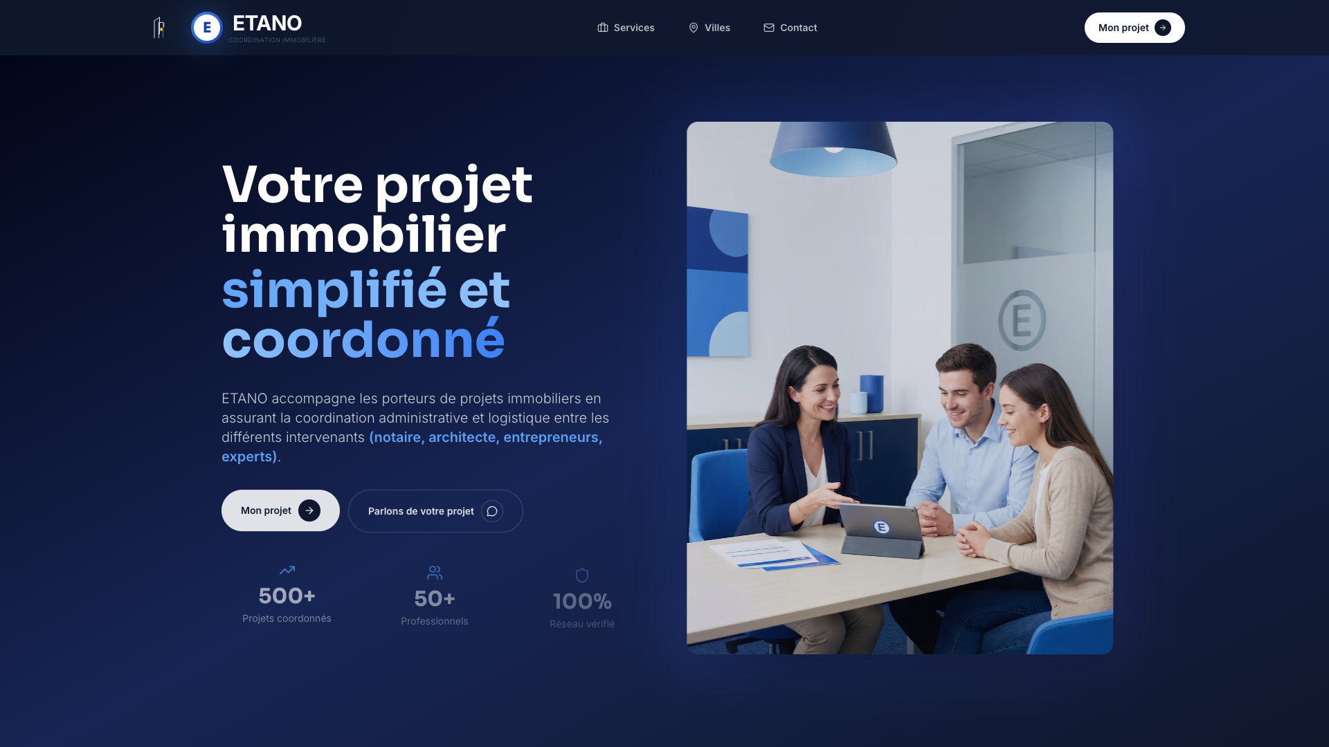 ETANO - site pour expert en coordination de projets immobiliers en Belgique