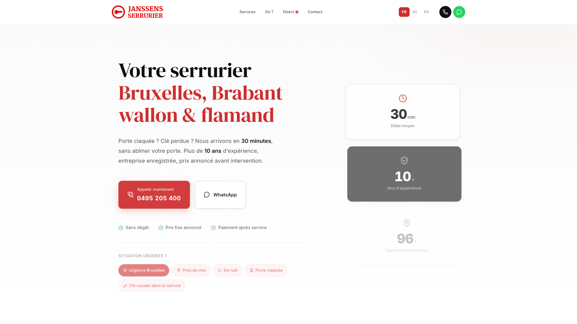 Janssens Serrurier - site pour serrurier visible sur Google en Belgique