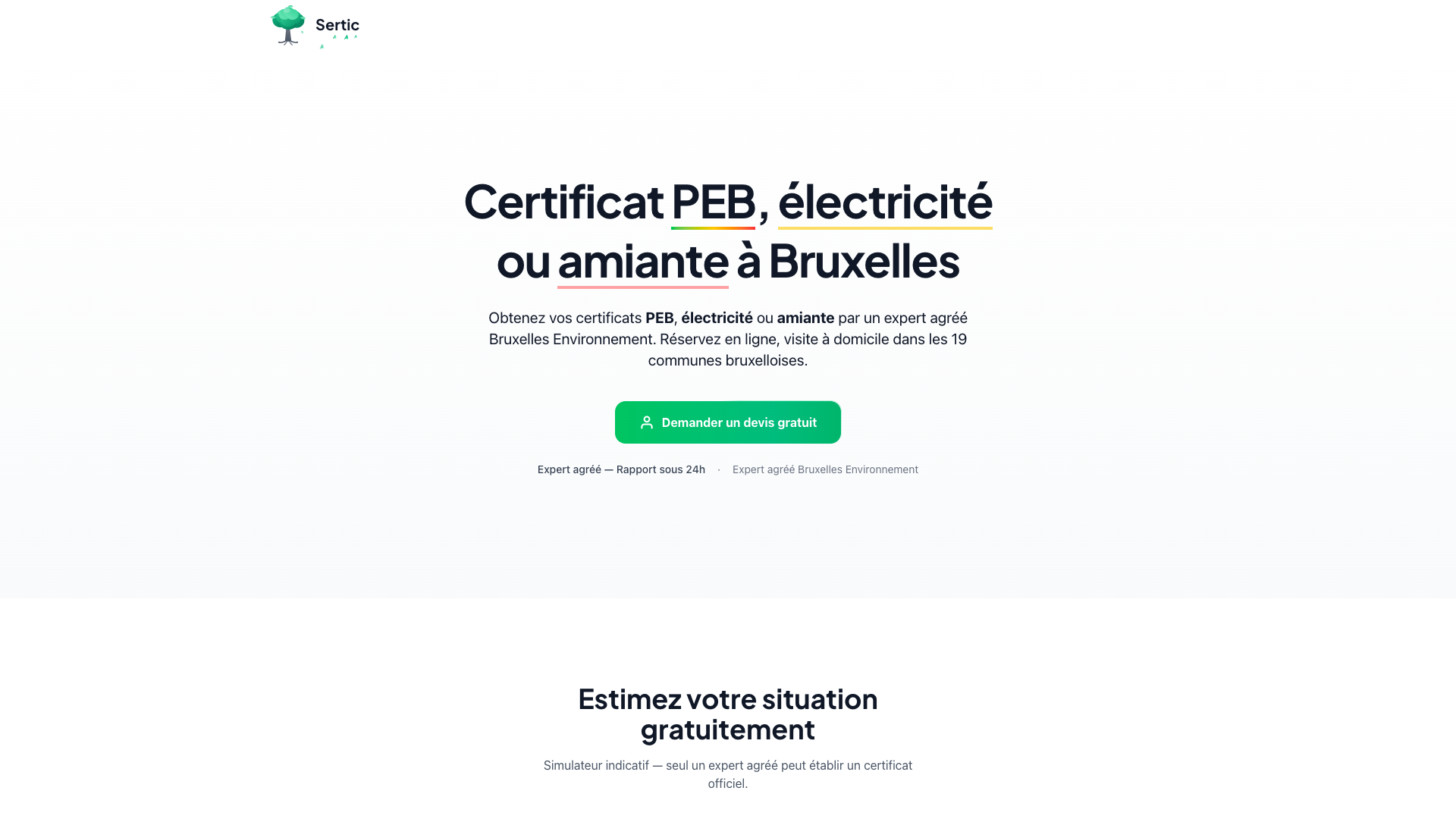 Sertic - plateforme de certification PEB et contrôle électrique à Bruxelles