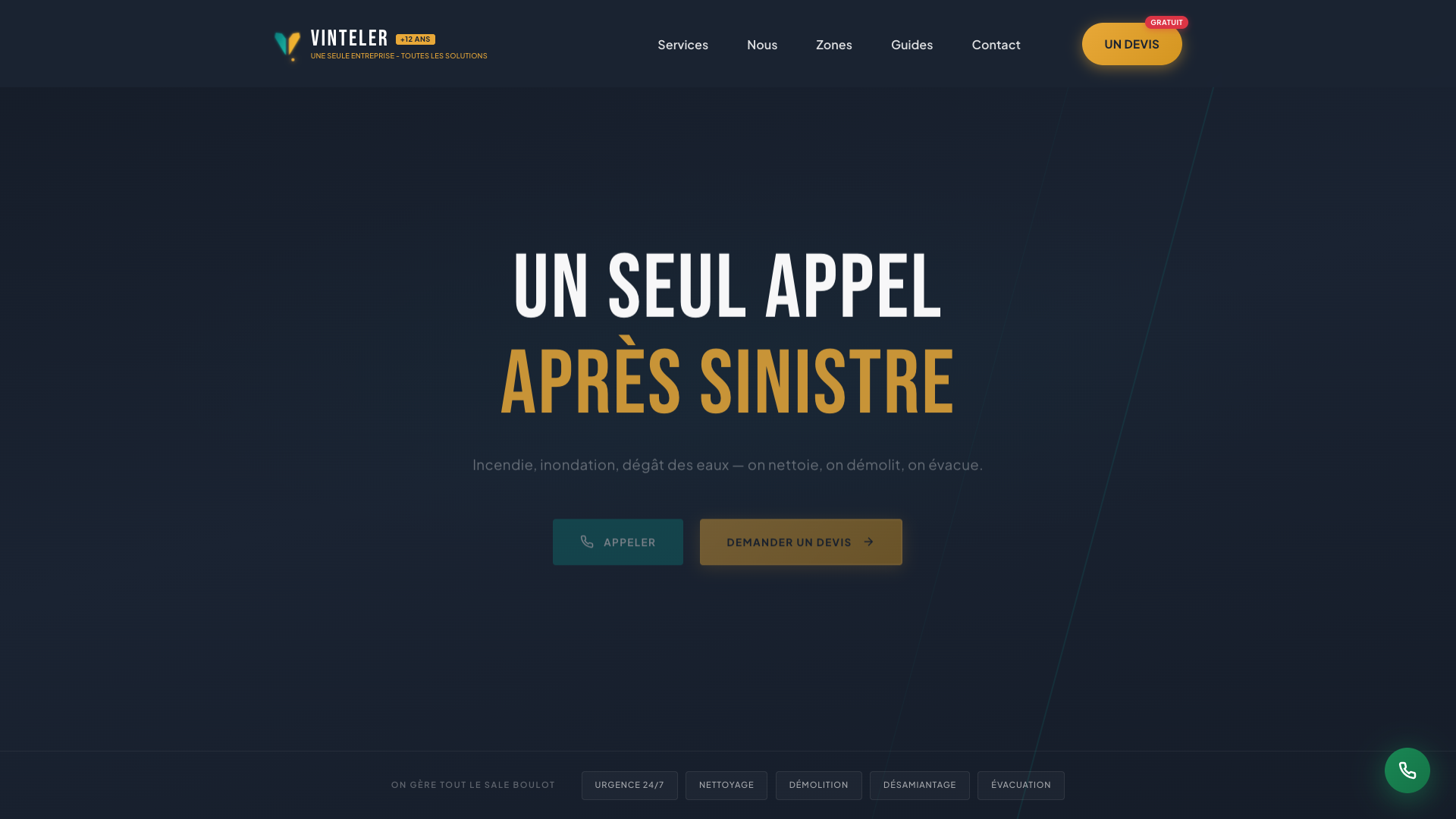 Vinteler - site pour entreprise familiale de travaux du bâtiment en Belgique